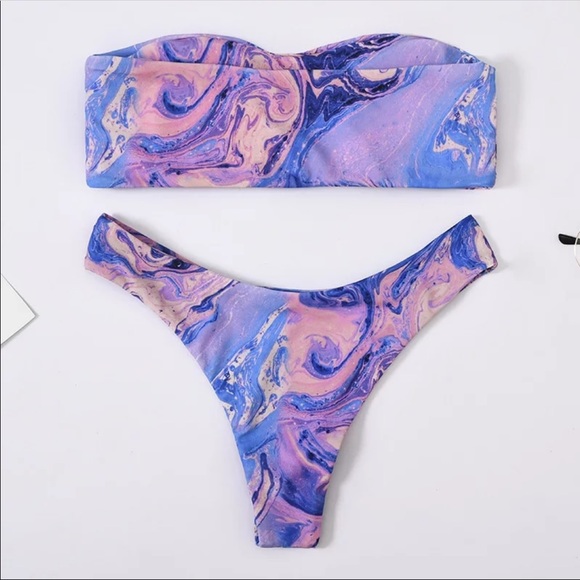 LAST SMALL 1๐Kaiya Pink Marbled Bandeau Bikini๐ - Picture 2 of 2